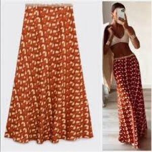 Zara Rust Floral Maxi Skirt